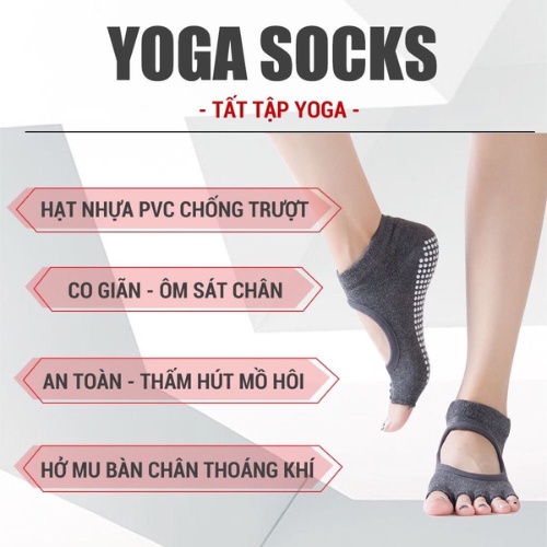 Tất vớ chân tập yoga dính hạt silicon chống trơn trượt tuyệt đối thấm mồ hôi G-SPORTS