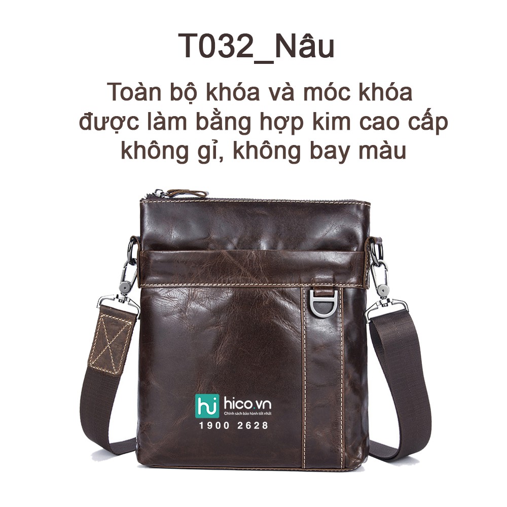 💝[GIÁ SỐC] TÚI ĐEO CHÉO NAM CAO CẤP T032 - PHONG CÁCH HIỆN ĐẠI TRẺ TRUNG - DA BÒ THẬT - TẶNG CÁP SẠC