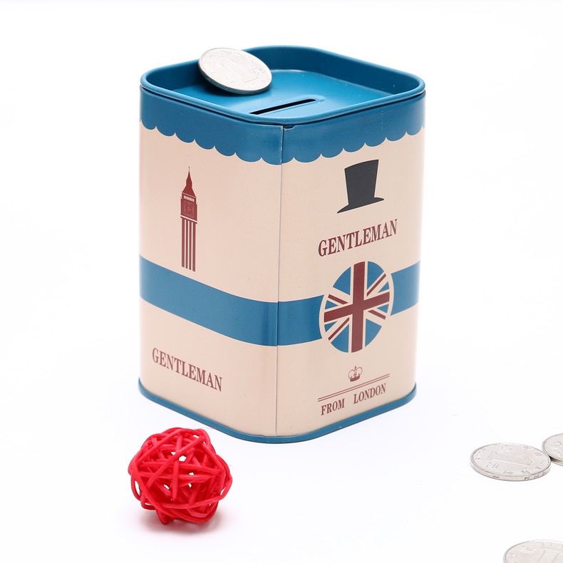 Hộp Thiếc Đựng Tiền Tiết Kiệm Hình Vuông In Hoạt Hình Sáng Tạo