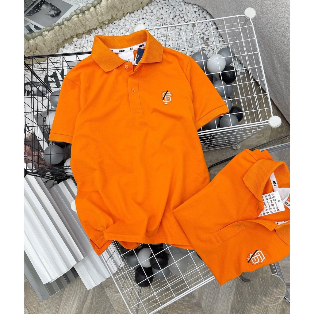 Áo thun polo cam siêu nổi tôn da♥️trẻ trung phong cách⚡cotton gai thoáng mát k nhăn nhàu co giãn 4 chiều♥️full size