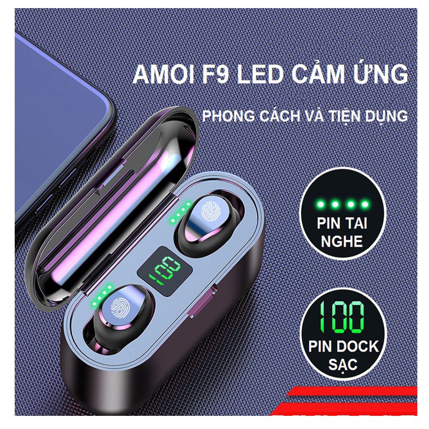 Tai Nghe Bluetooth, Tai Nghe Không Dây AMOI F9 TWS 5.0 9D, Cảm Ứng Chạm, Chống Nước, Chống Ồn. | BigBuy360 - bigbuy360.vn