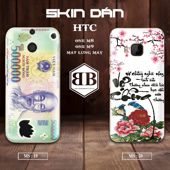 Dán Skin mặt lưng máy cho HTC One M8 và One M9 Chất Liệu Cao Cấp Chống Xước, Chống Thấm, Chống Bay Màu