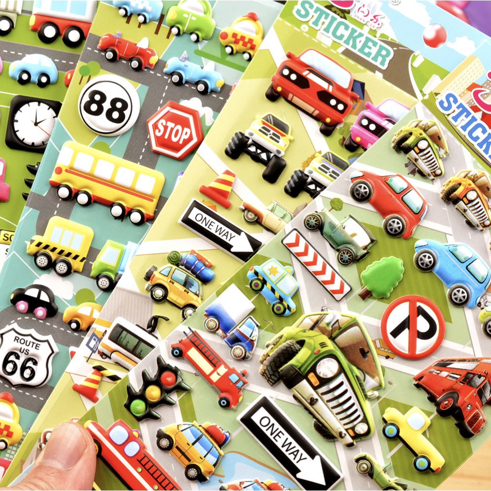 Đồ chơi sticker PU25->PU28 cho bé hình dán xe 3D vừa chơi vừa học, phát triển trí tuệ, luyện tập trí thông minh