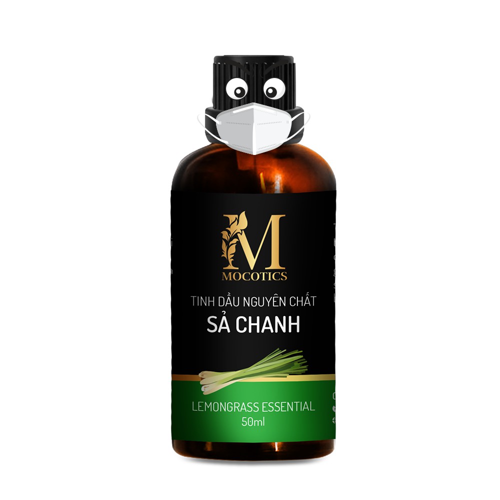 Tinh Dầu Sả Chanh Mocotics Chai 50ML | 100% Thiên Nhiên Nguyên Chất | Xông Thơm Phòng | Tặng lọ treo tinh dầu treo xe