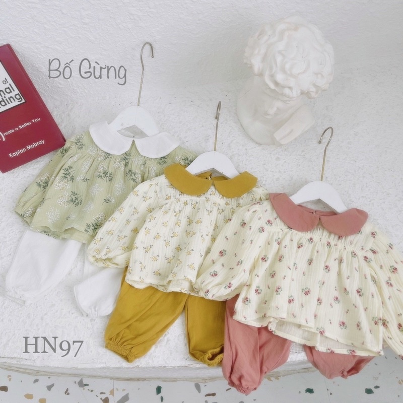 Bộ dài tay xô sợi tre hoa nhí