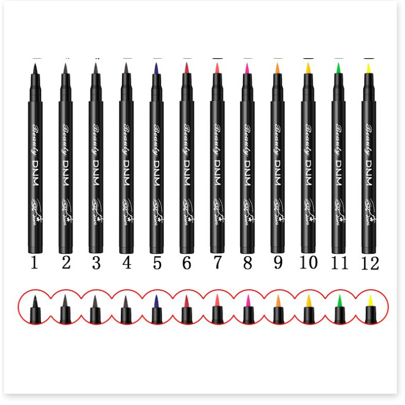 [Mã chiết khấu giảm giá sỉ mỹ phẩm chính hãng] DNM 12 Colors Waterproof Smudge-Proof Eyeliner Pen Cosmetic