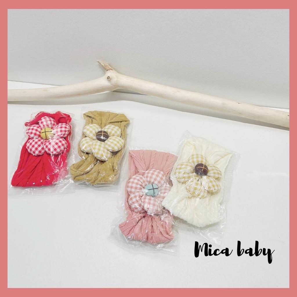Băng đô thun bản to đính hoa phồng đáng yêu cho bé gái BD66 Mica Baby