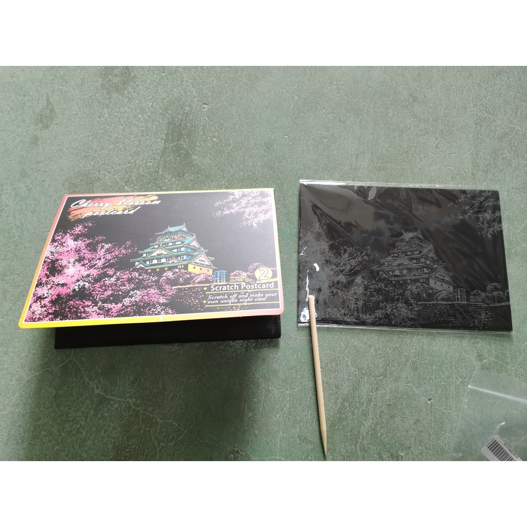 Bộ 4 tranh cạo tự làm hình tòa nhà thành phố ban đêm làm quà tặng cho bé