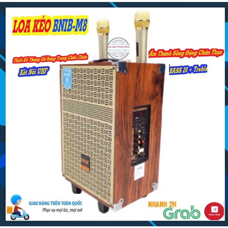 Loa kéo hát karaoke BNIB M9 bass 20 bluetooth Loa kẹo kéo di động thùng gô_Tặng  kèm hai mic không dây