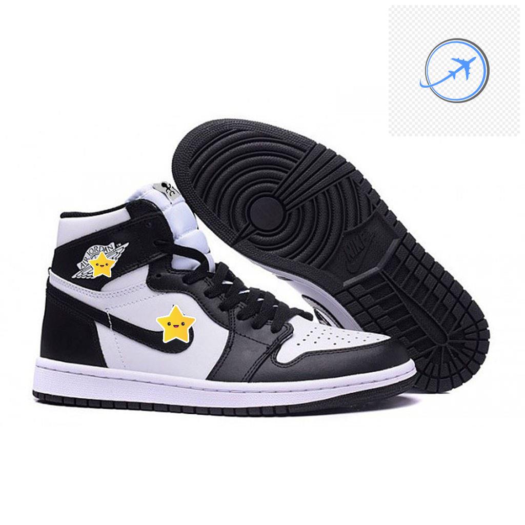 🤳✍️ DT Giày Sneaker Nam Nữ Đen Trắng, Giày Nike Air Jordan 1 JD1 Panda High Cổ Cao Bản Da Xịn H9 🤳✍️
