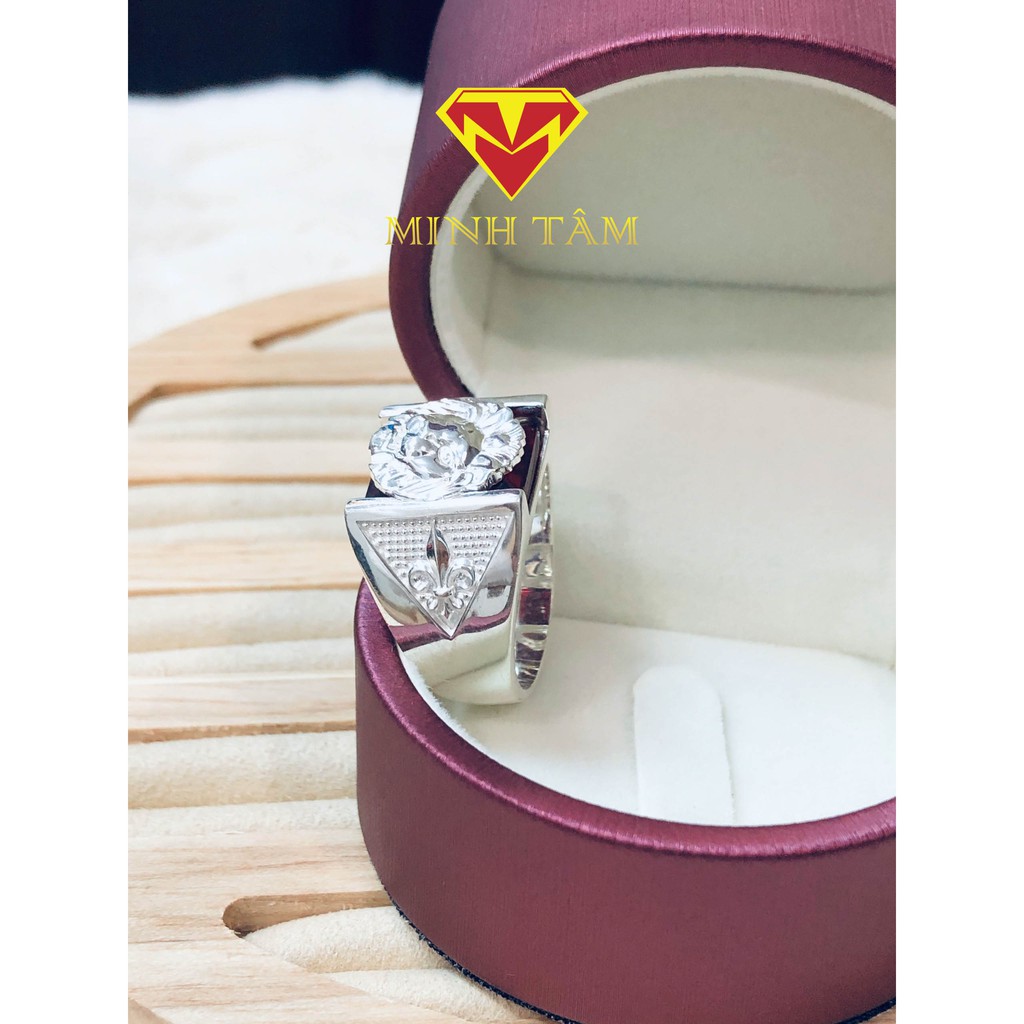 Nhẫn bạc nam bản to đầu sư tử quyền lực NNY001 bạc Italy S950- Minh Tâm Jewelry