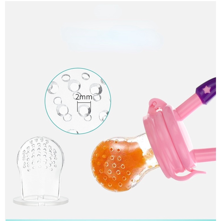 Silicone Núm Ti Giả Ăn Dặm Trái Cây Rau Củ Quả Bằng Silicon Cho Bé