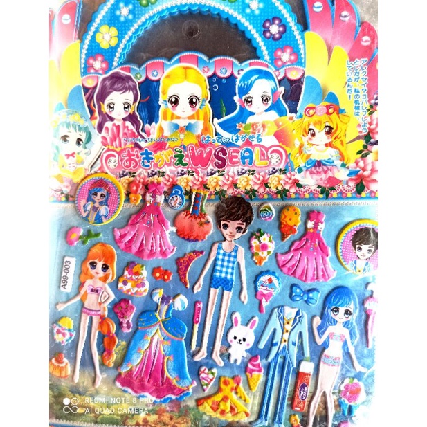 Lẻ 10 tờ dán sticker nổi 3d thay trang phục cho bé,thoả sức sáng tạo nhiều mẫu