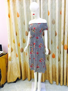 SỈ=LẺ Đầm maxi hoa trễ vai CC