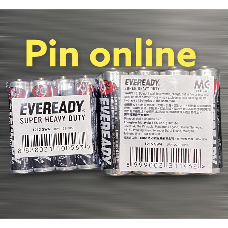 4 pin AA hoặc AAA Eveready Super Heavy Duty (Đen)