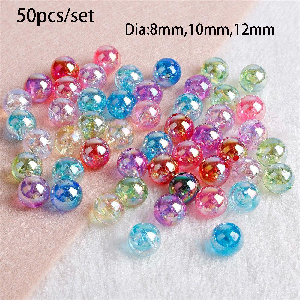 ⚝Hecceh⚝ Bộ 50 Hạt Nhựa Acrylic Có Lỗ Nhiều Màu Sắc Dùng Làm Trang Sức Thủ Công DIY