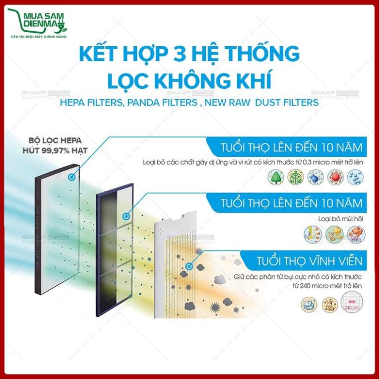 Máy Lọc Không Khí Tạo Ion, Lọc &amp; Tạo Ẩm Sharp KC-G40EV-W Inverter BH 12 Tháng
