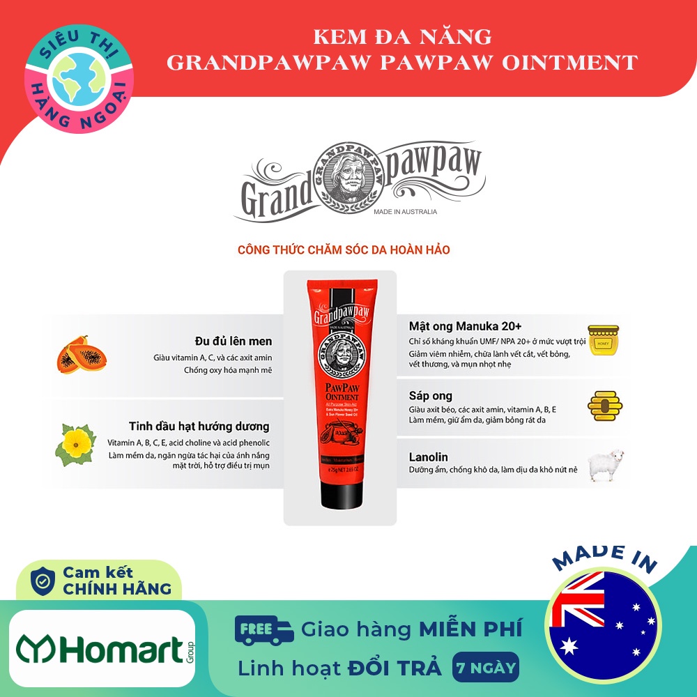 Kem Đa năng Grandpawpaw Pawpaw Ointment (Tuýp 25gram)