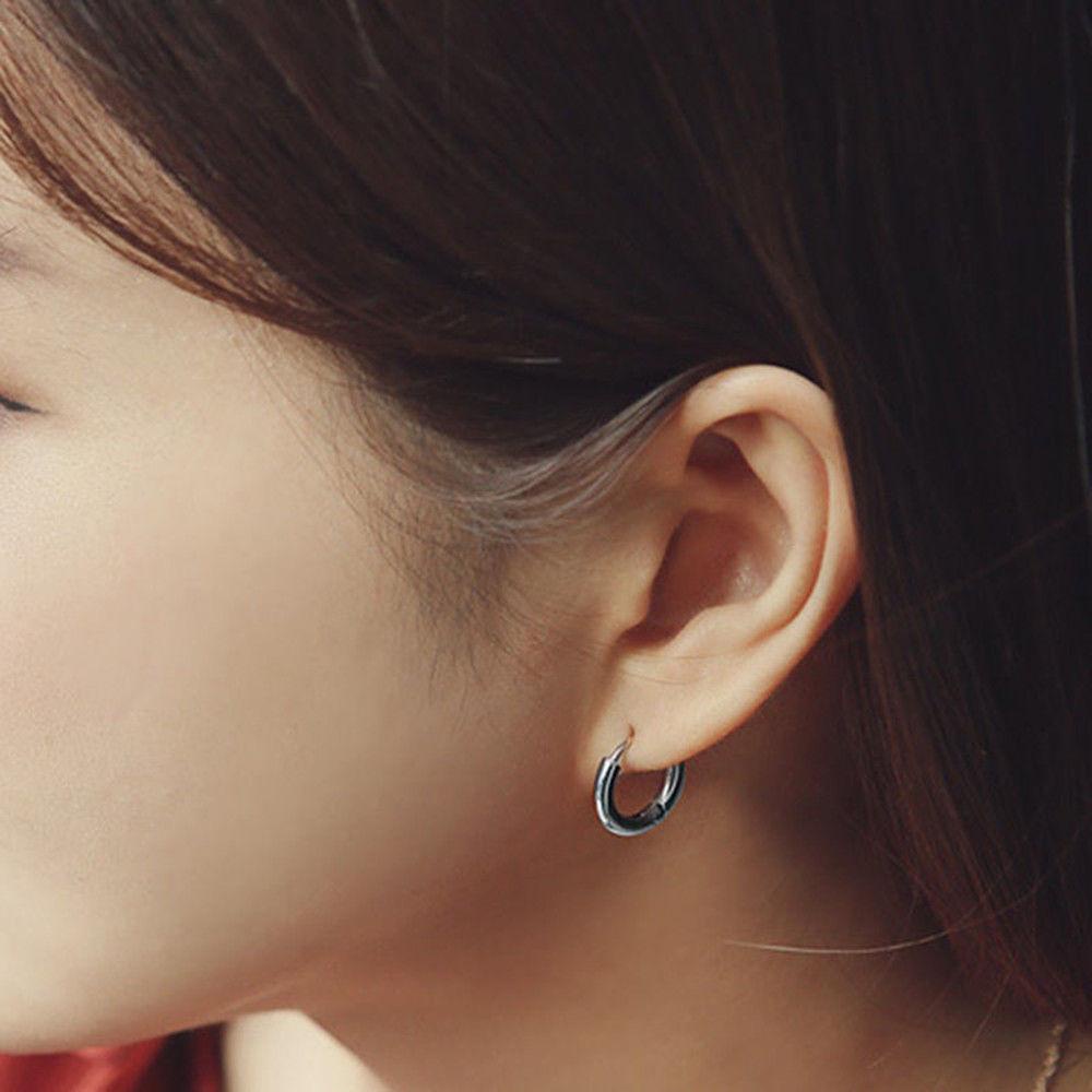 1 Đôi Khuyên Tai Tròn Bằng Thép Không Gỉ Phong Cách Punk Unisex