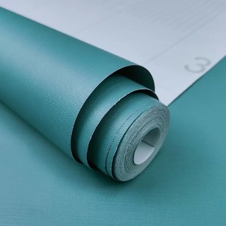 10m Giấy dán tường màu trơn xanh nhám có sẵn keo dán khổ rộng 45cm