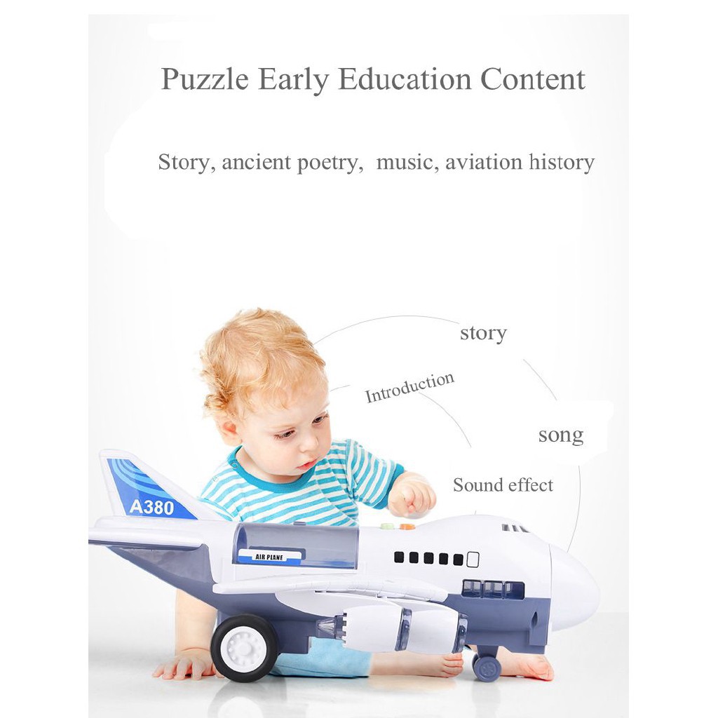 Máy bay đồ chơi trẻ em Máy bay chở khách lớn Câu chuyện âm nhạc quán tính Mang theo 8 ô tô