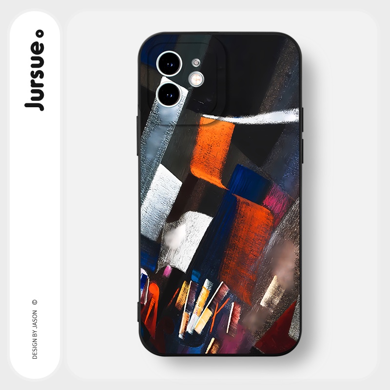 Ốp lưng JURSUE mềm chống bẩn hình dễ thương đẹp đen Cho iPhone 14 13 12 11 Pro Max SE 2020 X XR XS 8 7 ip 6S 6 Plus Y2385