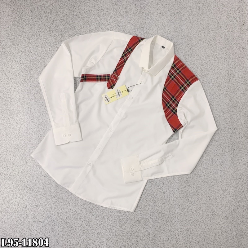 sơ mi thiết kế MCQ vạt đỏ ở vai l95 | BigBuy360 - bigbuy360.vn