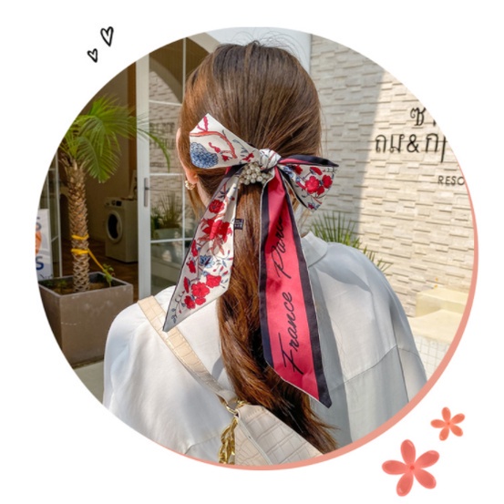 Dây buộc tóc nơ dài 90cm phong cách retro Hàn Quốc cho nữ