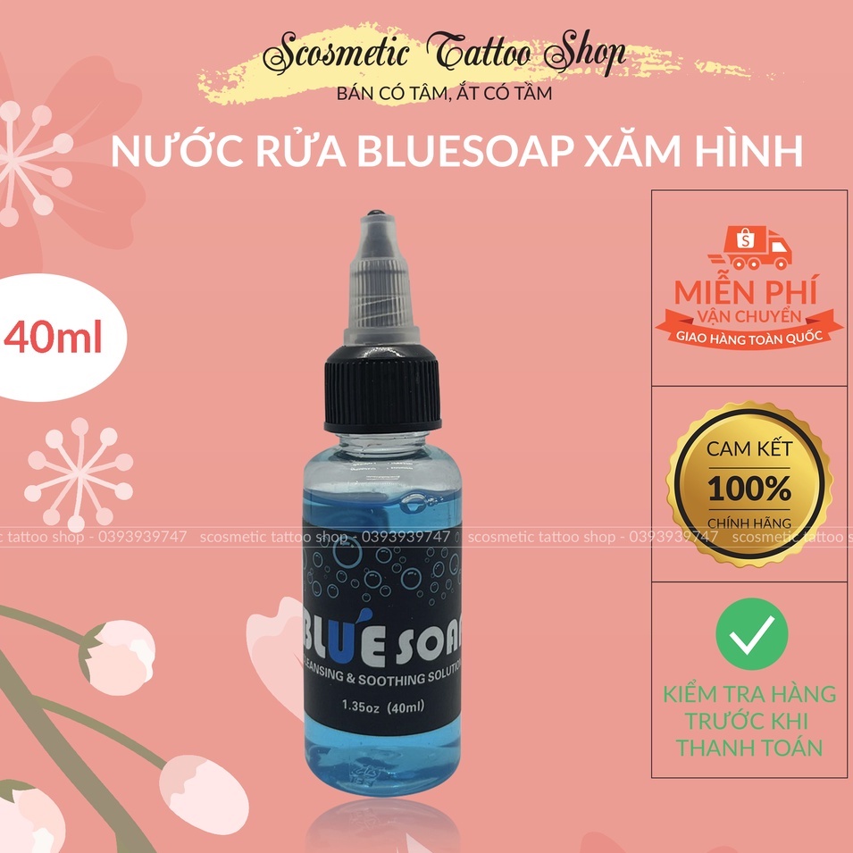 Nước Rửa BlueSoap ,Dung Dịch Vệ Sinh-Nước Vệ sinh Sau Xăm hình-30ml