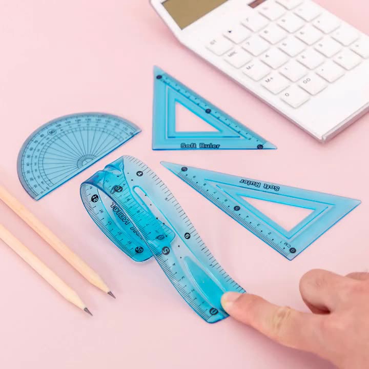 Bộ Thước Dẻo 4 Chi Tiết Nhiều Màu Cho Học Sinh/ Văn Phòng