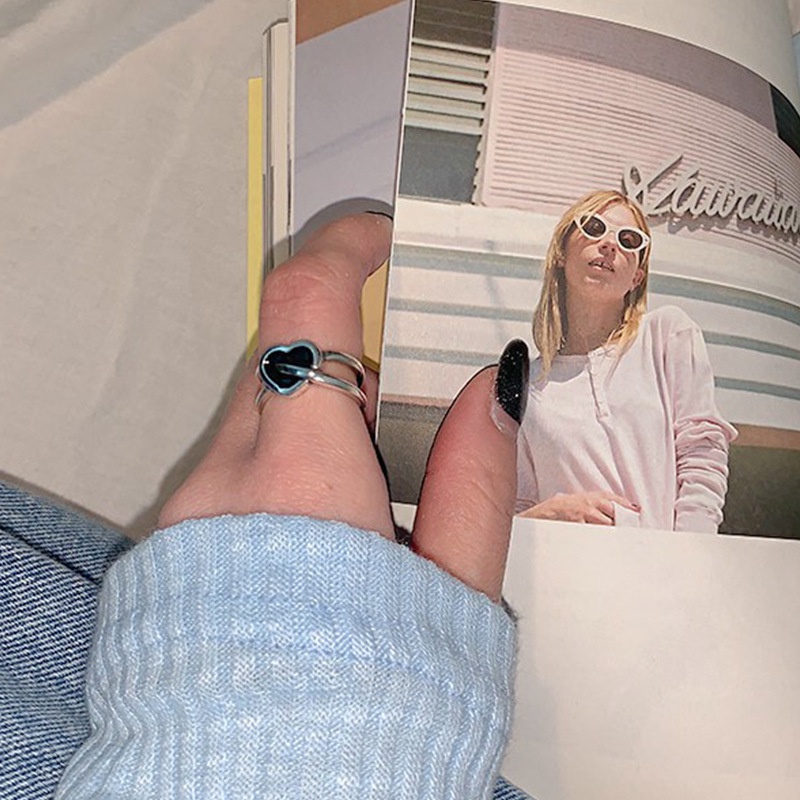 Nhẫn Đeo Tay Kim Loại Hình Trái Tim Phong Cách Retro Cá Tính