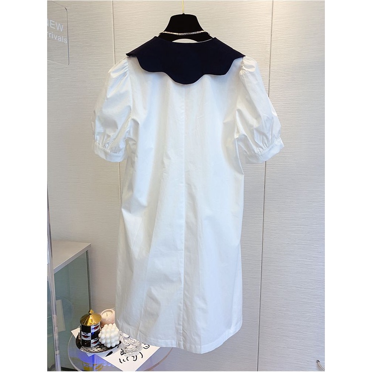 Áo Cotton Ngắn Tay Cổ Búp Bê Dáng Ôm Thời Trang Mùa Hè Pháp
