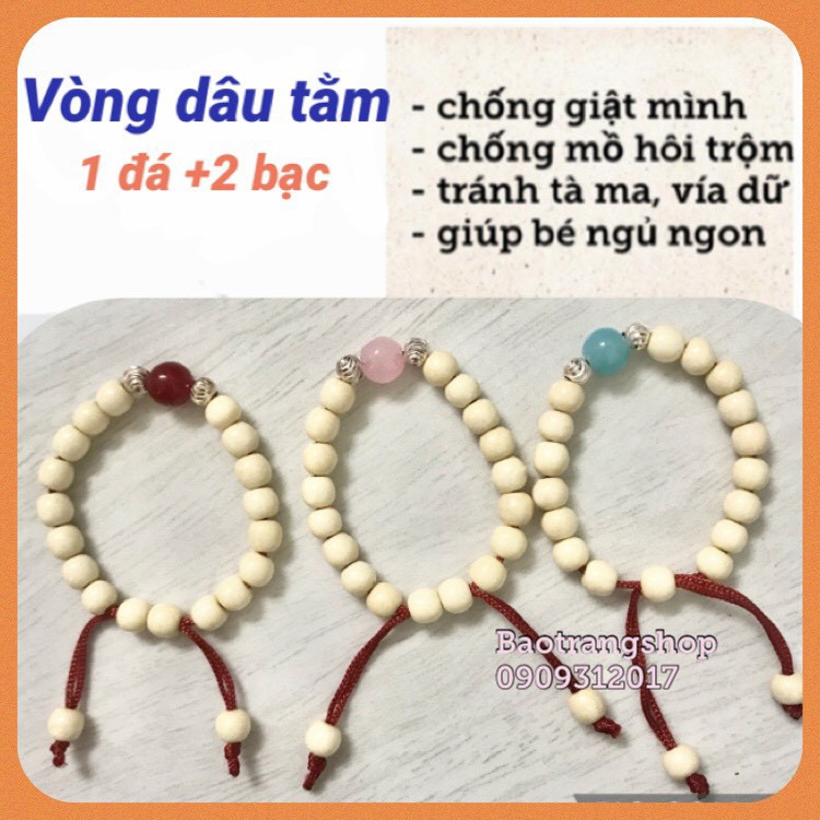 [Siêu rẻ] Vòng dâu tằm 1 đá phong thủy cho bé ngủ ngon, tránh tà, vía dữ