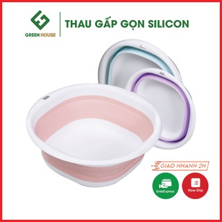 Chậu thau gấp gọn tiện lợi GreenHouse thau tắm bé, rửa mặt, ngâm chân giặt đồ đa năng, tiết kiệm không gian
