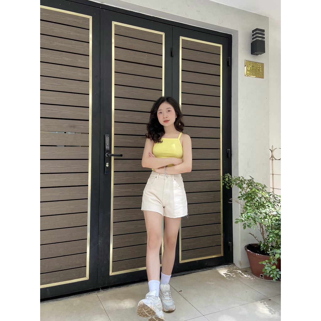 Quần jean shorts kem RAW JEAN SHORTS IVORY