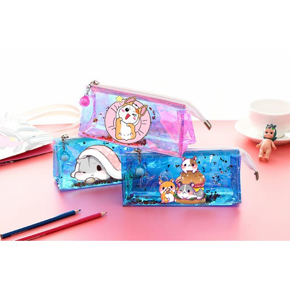 Hộp bút hologram kim tuyến hamster pheobe in hình HHDI8 hộp bút phản quang hộp bút dễ thương