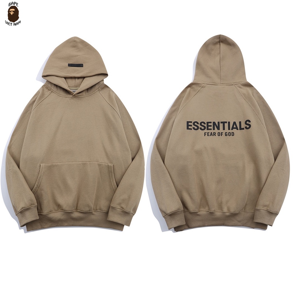 [Best Quality] Áo Hoodie Essentials Silicon Logo SS2021, Hoodie FOG chất liệu Cotton, 4 màu Đen, Xám, Tan, Kem BapeVN.