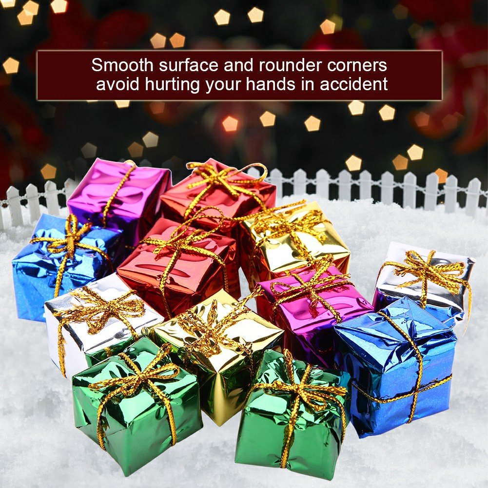 Set 12 phụ kiện hộp quà trang trí cây thông Noel, trang trí giáng sinh