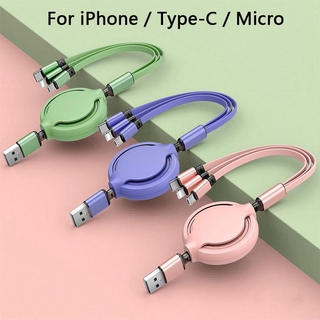 Dây cáp sạc dữ liệu micro usb loại c 10w 3 trong 1 1.2m cho iphone