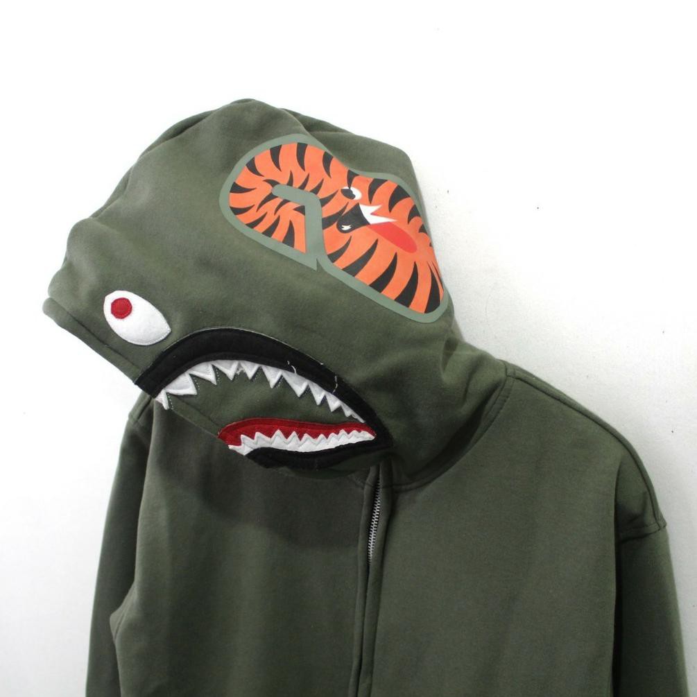 Bape Áo Khoác Hoodie Cotton Phối Khóa Kéo Size L Xl Usa (Art. 3079)