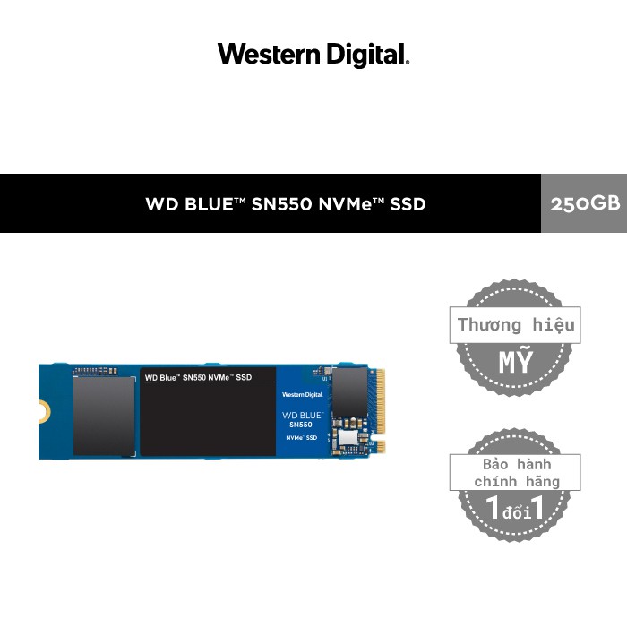 Ổ cứng SSD WD Blue SN550 250GB M.2 2280 NVMe Gen3 x4 WDS250G2B0C