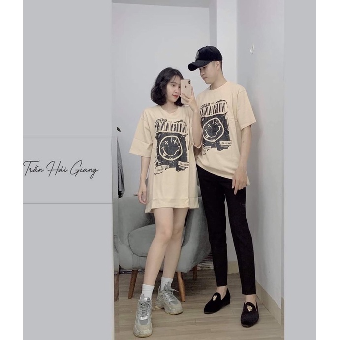 [Rẻ vô địch] Áo thun cotton tay lỡ dáng rộng mặt cười xx