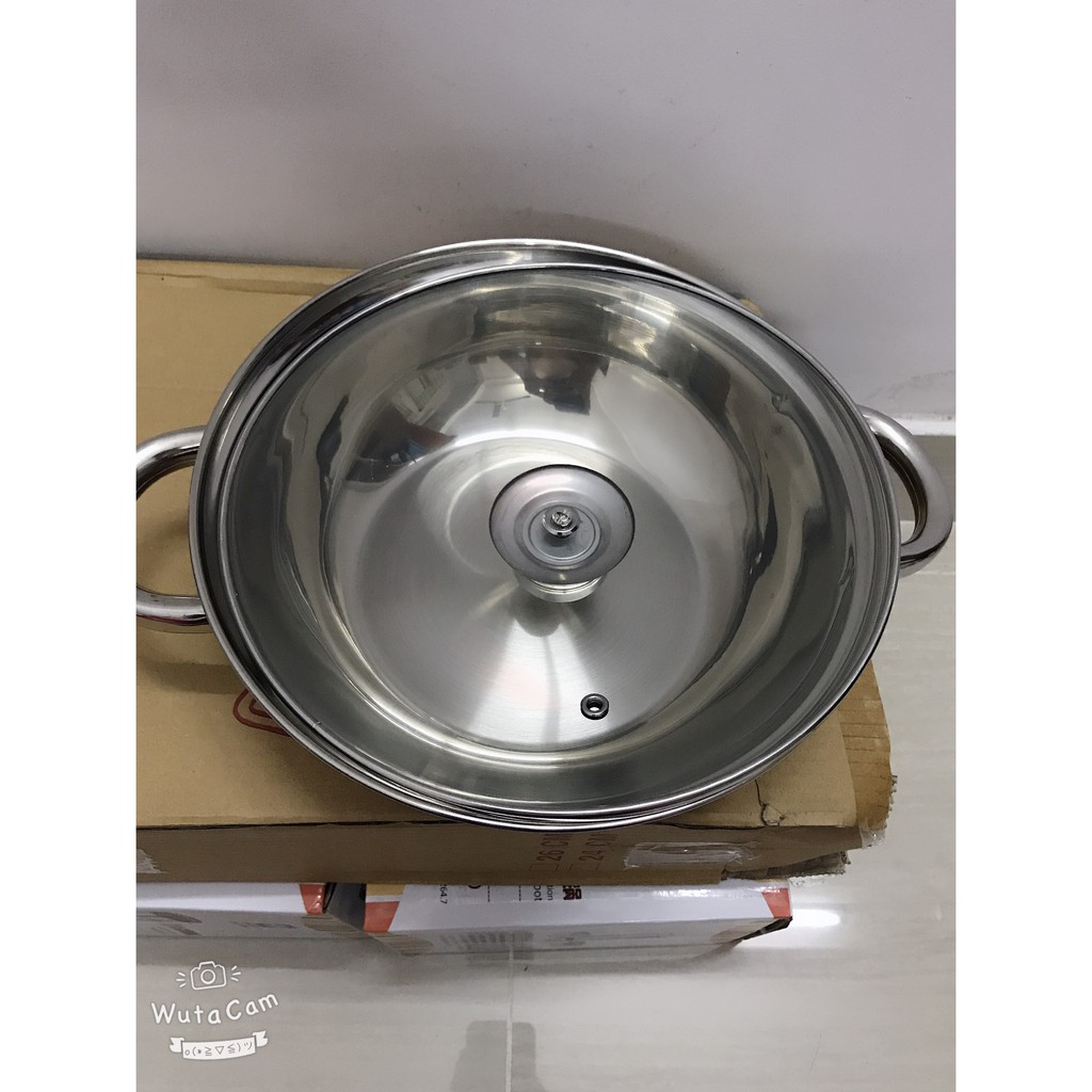 Nồi lẩu inox nắp kiếng 24cm Xài Được Bếp Từ Bếp Gas Bếp Hồng Ngoại