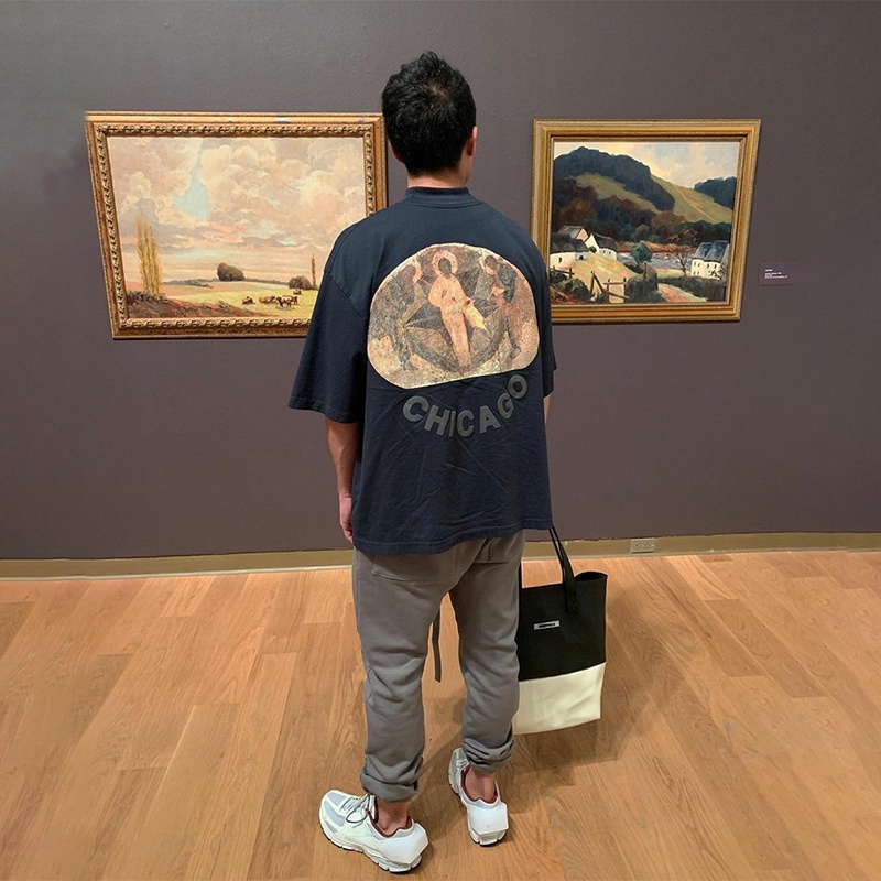 CPFM KANYE Kanye Sanshen oil painting niche tide brand American high street loose couple cotton short-sleeved T-shirt