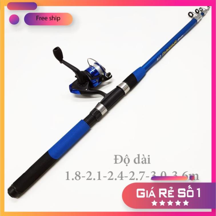 🐠 Bộ cần câu máy shimano  kèm máy câu đã cuốn sẵn dây câu đủ size 1m8 - 3m6  kèm set phụ kiện B-tini 🐠