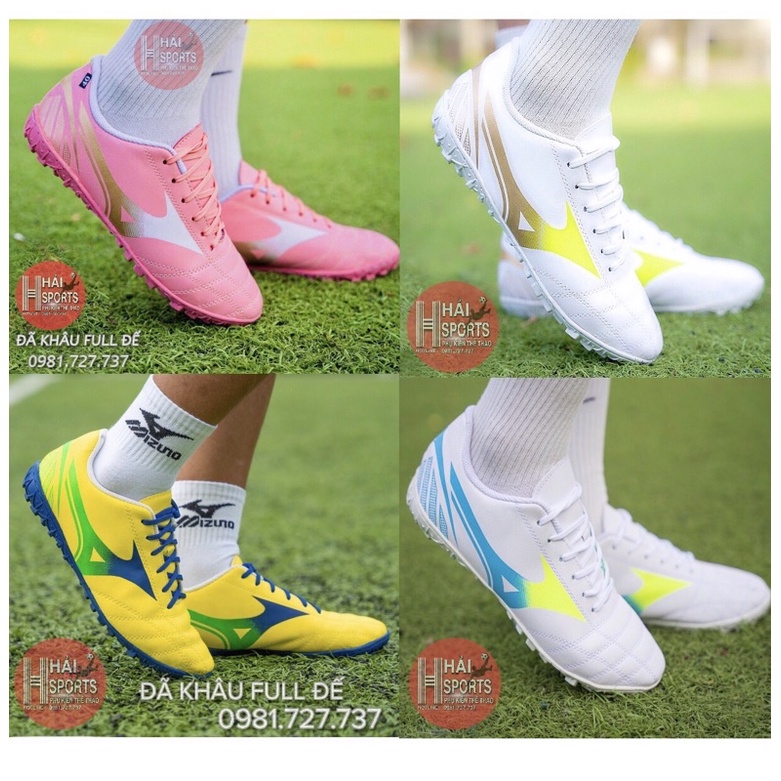 Giày đá bóng sân cỏ nhân tạo Mizuno -Tặng tất -Khâu Full đế, Giày đá banh Mizuno mới nhất 2022 Màu Xanh Dương