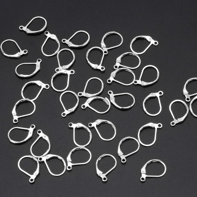 Bộ 50 móc gài hở nâng lưng khuyên tai dạng vòng kiểu Pháp dùng để làm trang sức thủ công