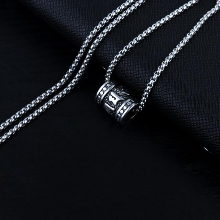 Vòng cổ Mặt Hình Trụ Bằng Thép Không Gỉ Thời Trang Cho Nam Và Nữ