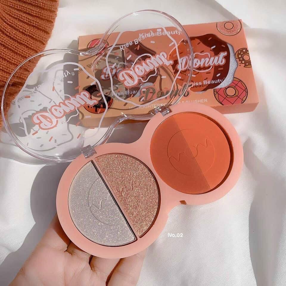 Set phất mắt má bắt sáng 4 màu Donut Kissbeauty .