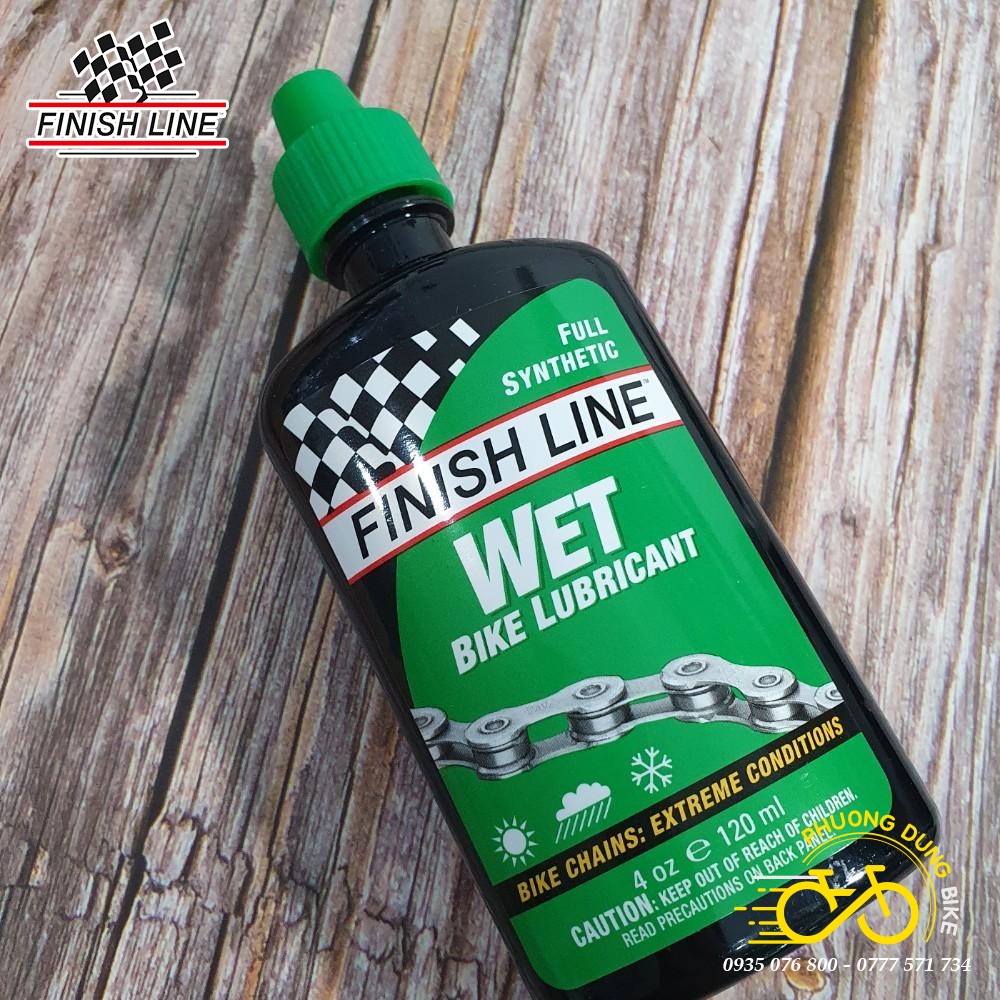 Dầu nhớt tra sên xích líp xe đạp FINISH LINE WET 120ml - Hàng chính Hãng